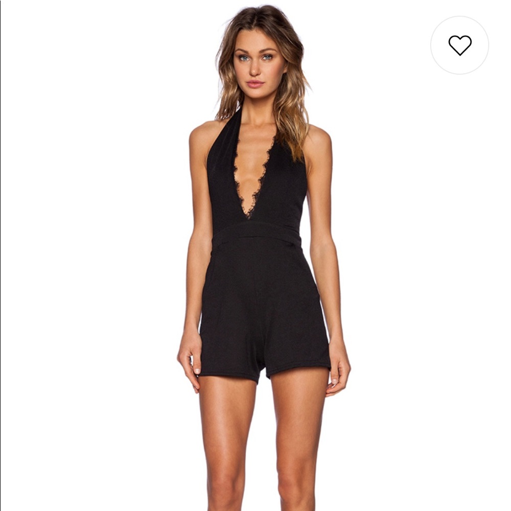 NWOT OH MY LOVE BLACK HALTER ROMPER